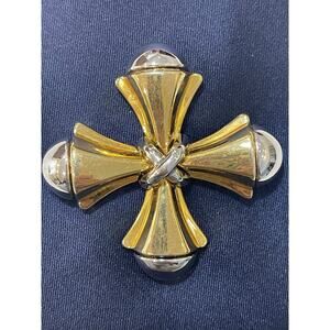 Vintage Pilar Crespi PC Maltese Cross Brooch Pin